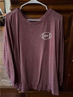 Maurices Mauve Long Sleeve Tee with White Football Graphic
